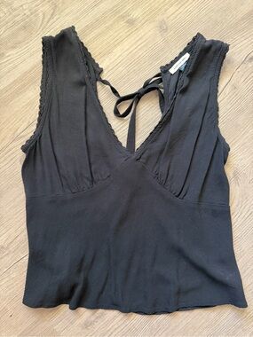 American Eagle Black Open Back Tank Top